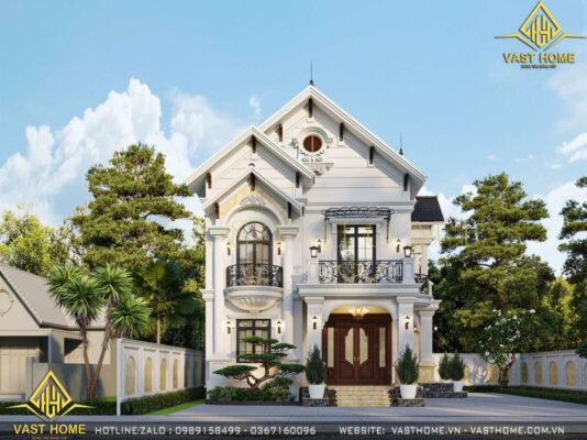 Biệt thự 2 tầng mái Nhật tân cổ điển