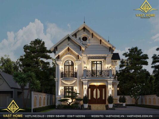 Biệt thự 2 tầng mái Nhật tân cổ điển