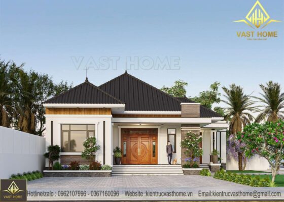 Nhà vườn 1 tầng mái Nhật hiện đại