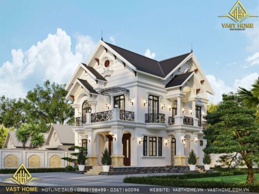 Biệt thự 2 tầng mái Nhật tân cổ điển