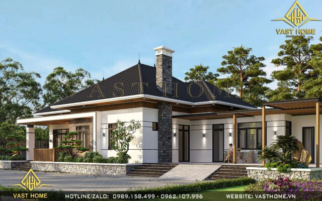 Mẫu nhà vườn mái nhật hiện đại VHBT 242704