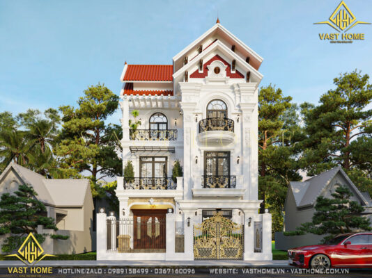 nhà tân cổ điển 3 tầng mái thái