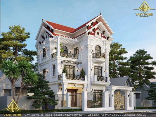 nhà tân cổ điển 3 tầng mái thái