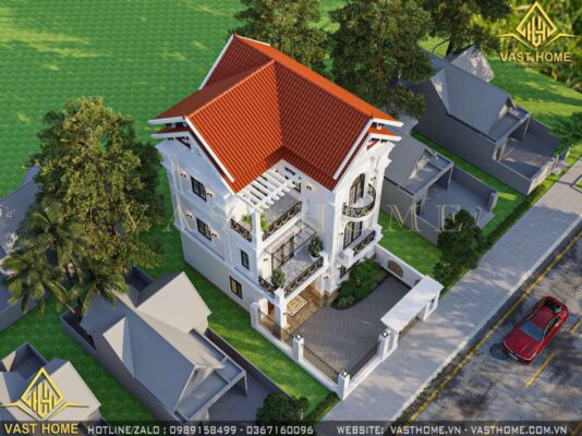 nhà tân cổ điển 3 tầng mái thái