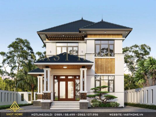 Nhà 2 tầng mái Nhật hiện đại