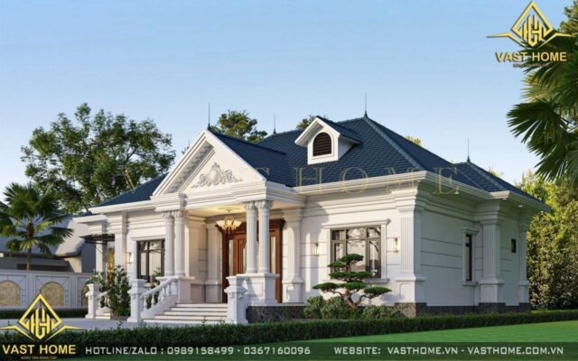 Biệt thự 1 tầng tân cổ điển mái Nhật