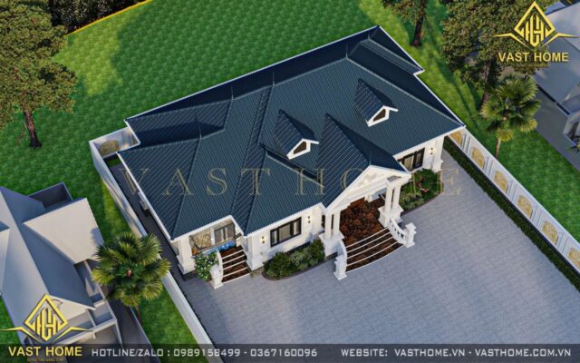 Biệt thự 1 tầng tân cổ điển mái Nhật