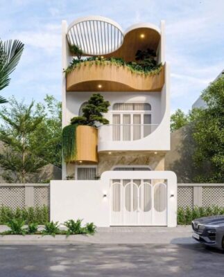 nhà phố 3 tầng mặt tiền cong hiện đại