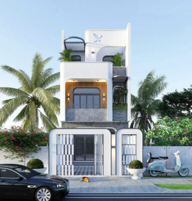 Nhà phố 2 tầng 1 tum hiện đại