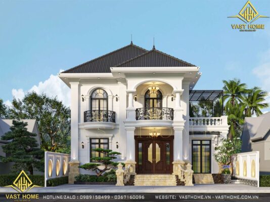 Biệt thự 2 tầng mái Nhật tân cổ điển