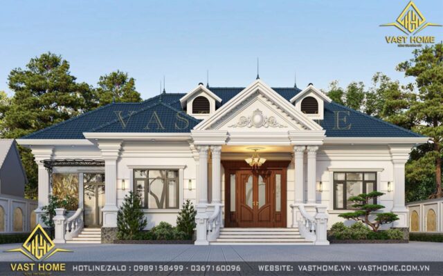 Biệt thự 1 tầng mái Nhật tân cổ điển