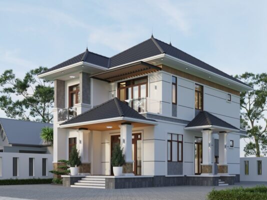 Biệt thự 2 tầng mái Nhật hiện đại