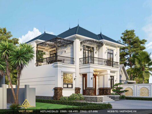 Biệt thự tân cổ điển 2 tầng mái Nhật