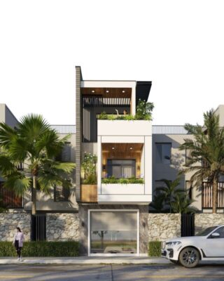 Nhà phố 2 tầng hiện đại có sân thượng