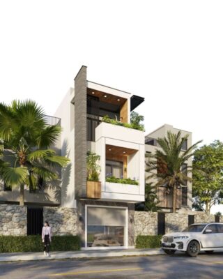 Nhà phố 2 tầng hiện đại có sân thượng