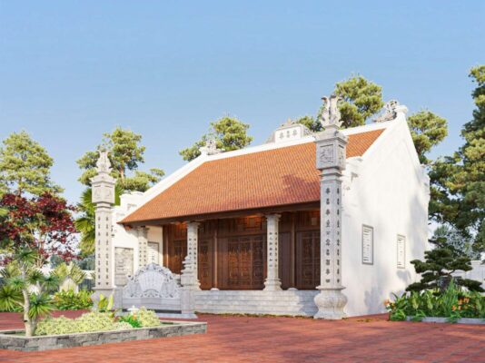 nhà thờ họ truyền thống 3 gian mái ngói
