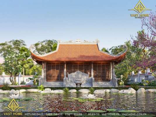 nhà thờ họ 3 gian mái cong truyền thống