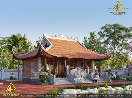 nhà thờ họ 3 gian mái cong truyền thống