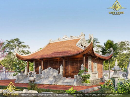 nhà thờ họ 3 gian mái cong truyền thống