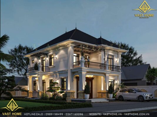 biệt thự 2 tầng mái Nhật tân cổ điển