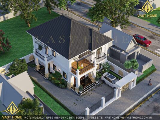 Biệt thự 2 tầng mái Nhật tân cổ điển