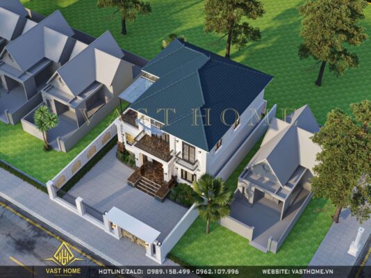 Biệt thự tân cổ điển 2 tầng mái Nhật