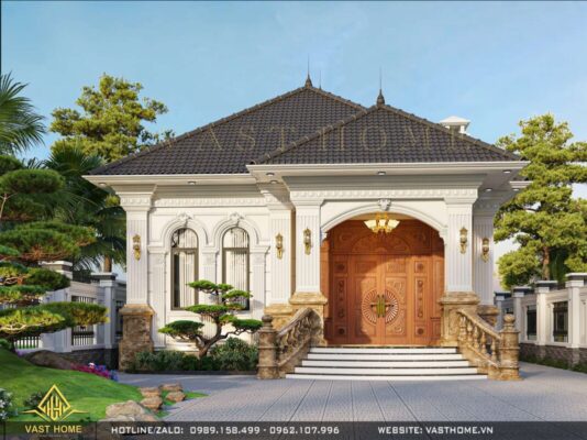 Biệt thự 1 tầng mái Nhật tân cổ điển