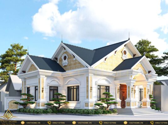 Biệt thự tân cổ điển 1 tầng mái Nhật