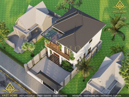 Nhà phố 2 tầng mái Nhật hiện đại