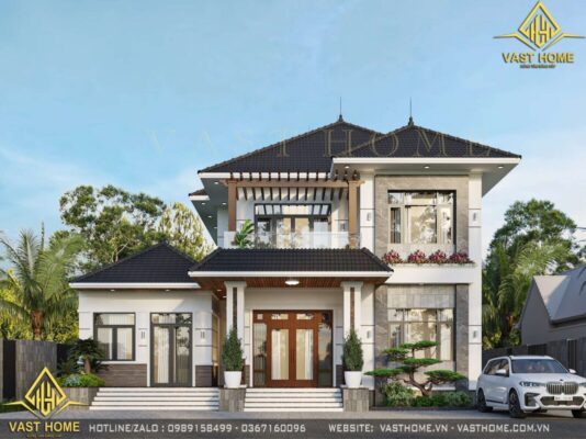 Biệt thự 2 tầng mái Nhật hiện đại