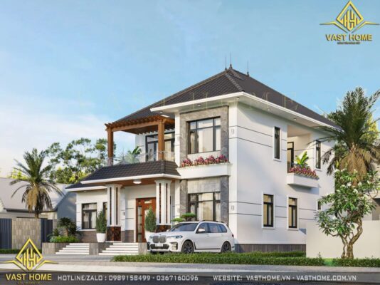 Biệt thự 2 tầng mái Nhật hiện đại