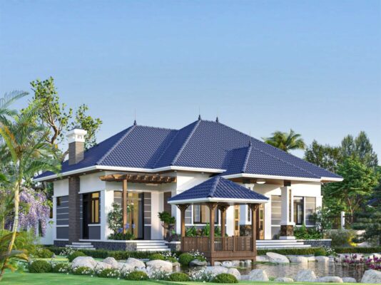 nhà vườn 1 tầng mái Nhật