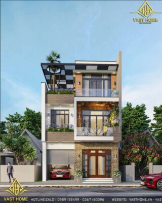 Nhà phố 3 tầng hiện đại có sân thượng