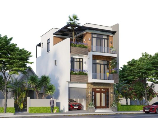 Nhà phố 3 tầng hiện đại có sân thượng