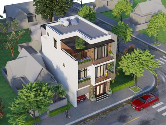 Nhà phố 3 tầng hiện đại có sân thượng