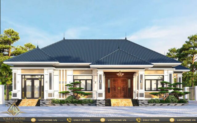 Biệt thự 1 tầng mái Nhật tân cổ điển