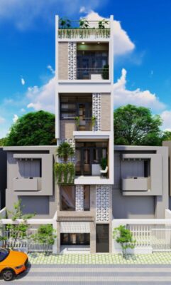 Nhà phố 5 tầng hiện đại