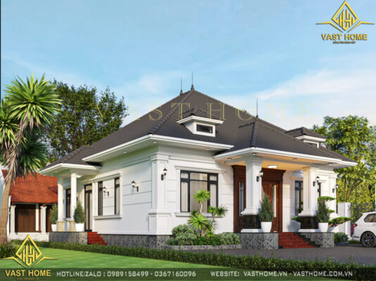 biệt thự tân cổ điển 1 tầng mái Nhật