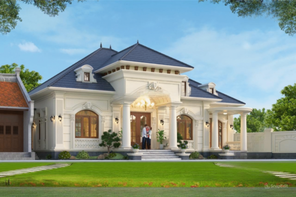 Biệt thự tân cổ điển 1 tầng mái Nhật