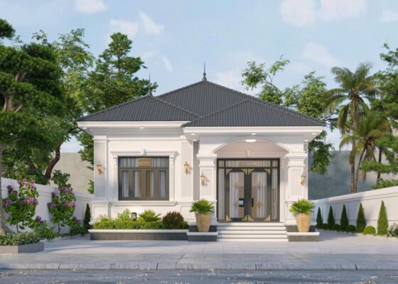 Biệt thự 1 tầng mái Nhật tân cổ điển