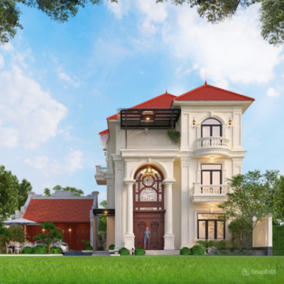 biệt thự tân cổ điển mái ngói đỏ