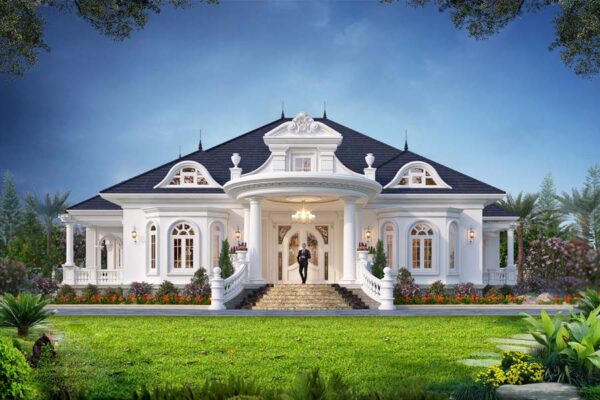Biệt thự tân cổ điển 1 tầng mái Nhật