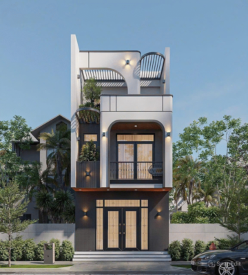 Nhà phố 3 tầng hiện đại mái bằng