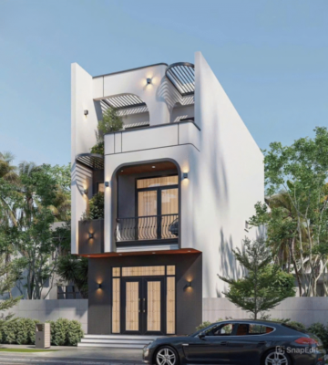 Nhà phố 3 tầng hiện đại mái bằng