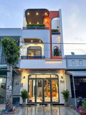 Nhà phố 3 tầng hiện đại mặt tiền cong