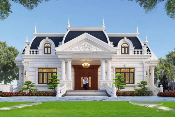 biệt thự 1 tầng tân cổ điển mái Mansard