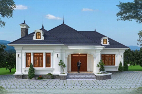 Biệt thự tân cổ điển 1 tầng mái Nhật