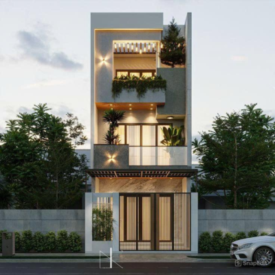 nhà phố hiện đại 3 tầng mặt tiền xanh