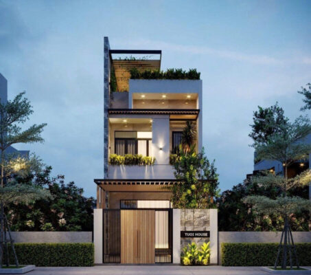 Nhà phố hiện đại 3 tầng có sân thượng