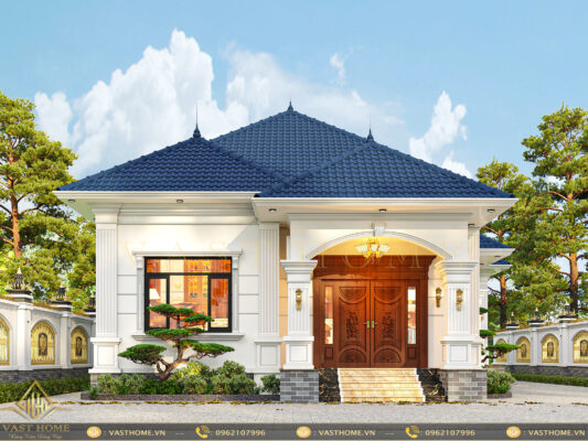 Mẫu thiết kế nhà biệt thự 1 tầng mái Nhật tân cổ điển sang trọng 260513